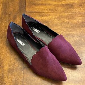 Style Charles Maroon suede Scalloped Flats